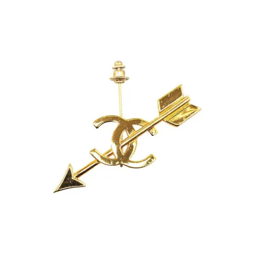 CHANEL Pre-Owned 1980-1990 Plated CC Logo And Arrow Pin Costume Brooch