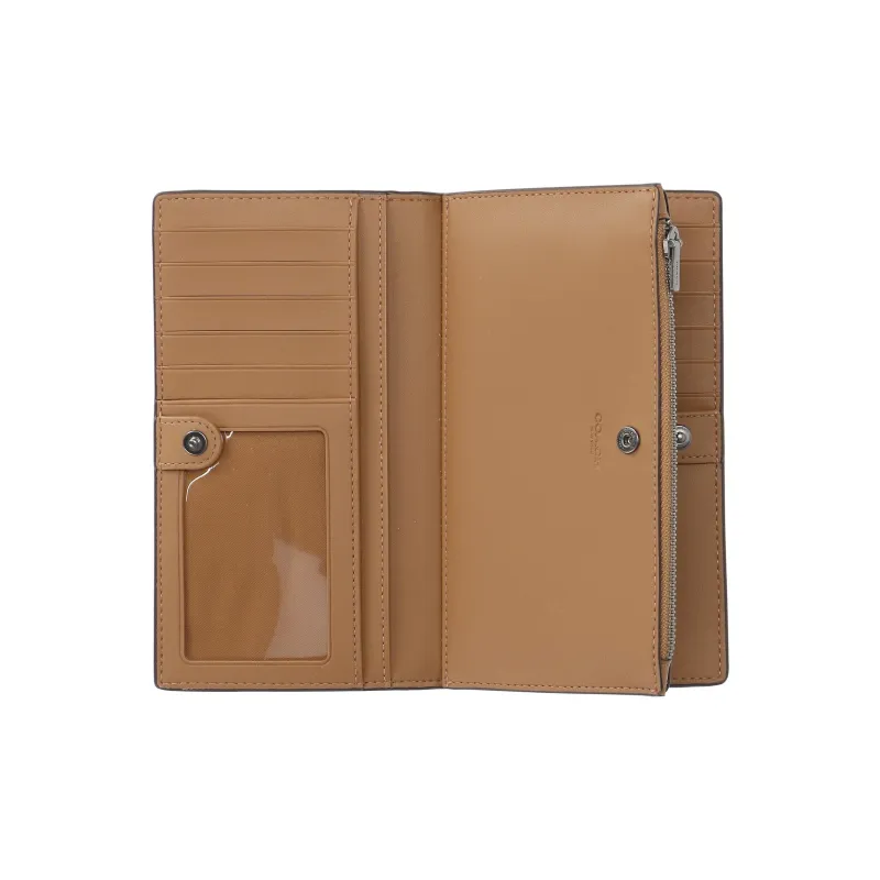 COACH Pebbled Leather Wallet Unisex Linen Yellow-5