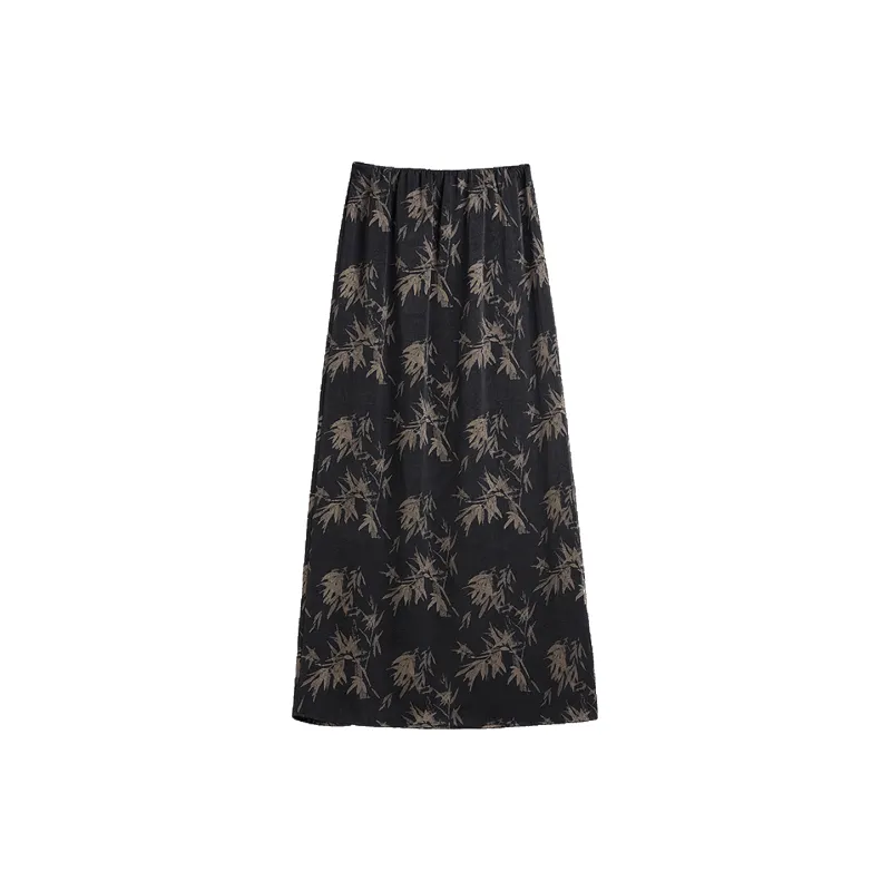 Hang Yi Court Casual Long Skirt Women's Black-1