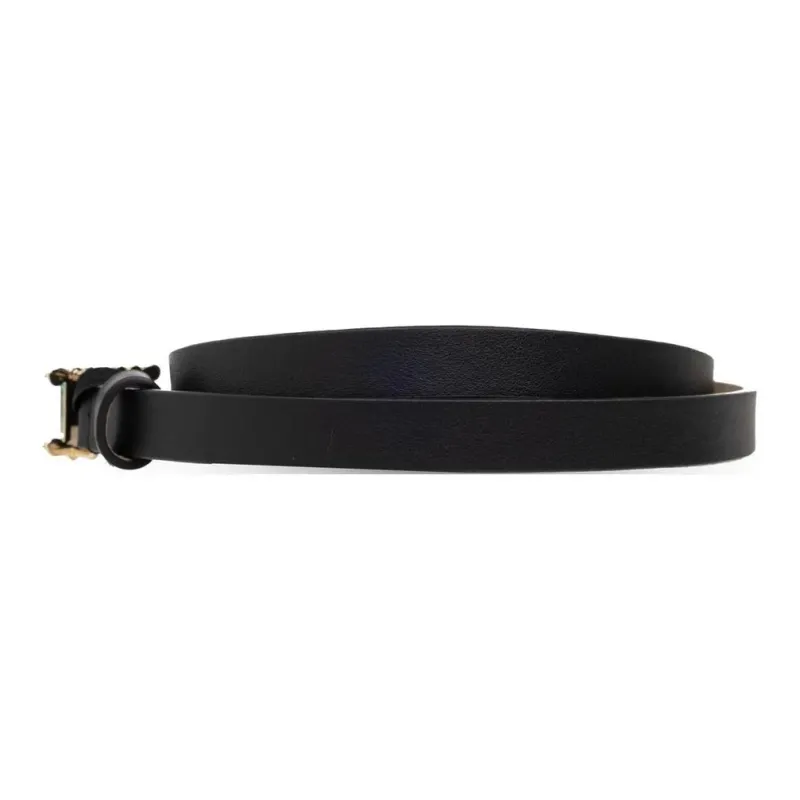 MaxMara Letter Label Calfskin Leather Belts Women's Black Width 1.5CM-1