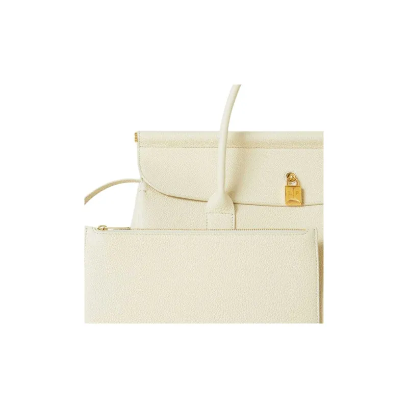 Loro Piana Cow Leather One Shoulder Handbag Regular Women's Soft White-3