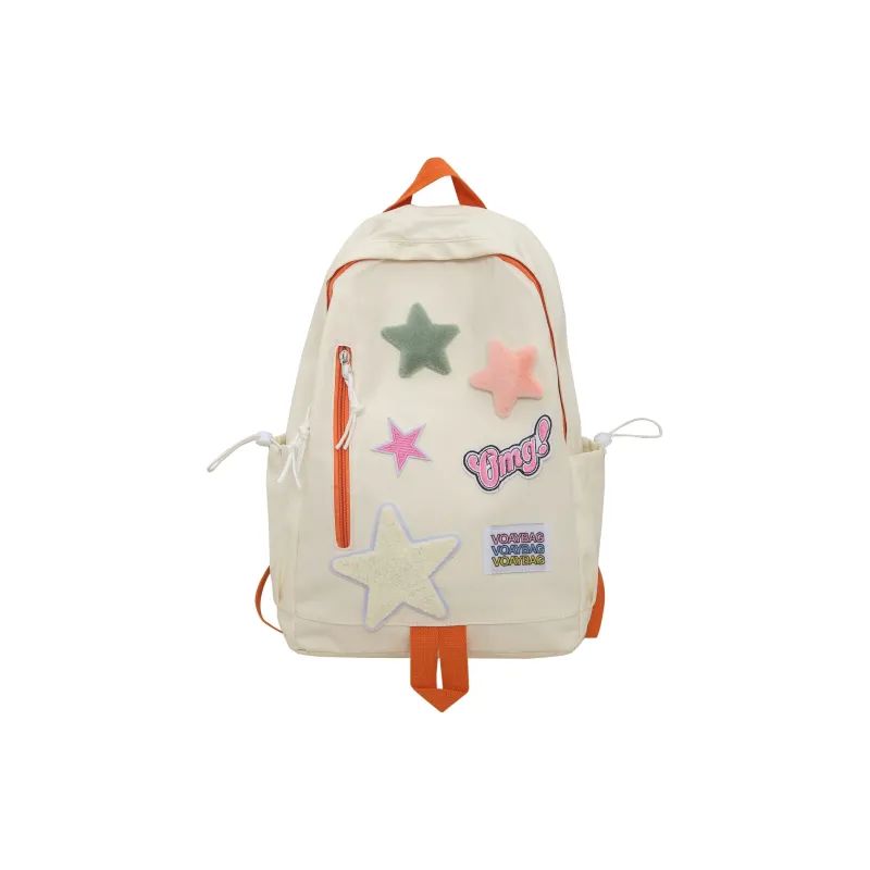 OURFUN Canvas Backpack Regular Unisex White/Black/Yellow/Blue/Pink-0