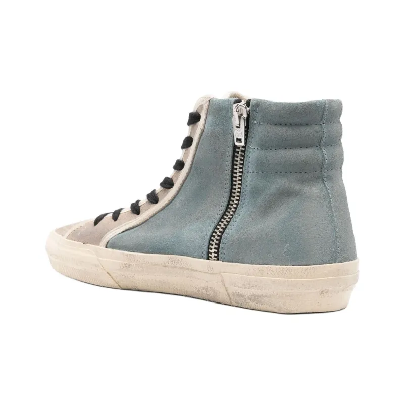 Golden Goose High Top Skateboard Shoes Women's Blue-3