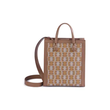 EHM Soft And Tender Series Genuine Leather Tote Large Size Women's Vintage Plaid