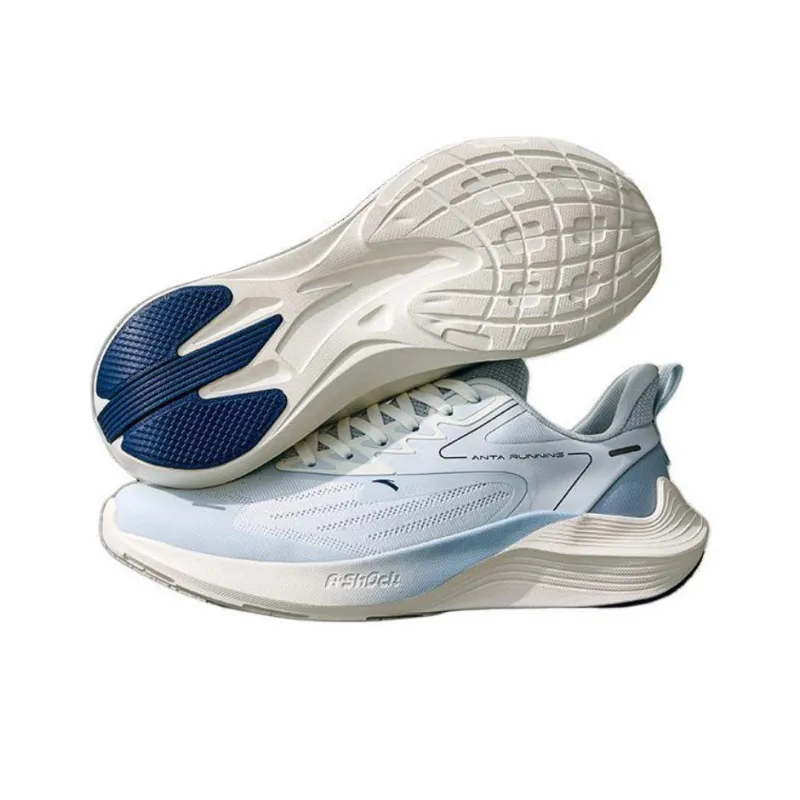 Anta New Stinger Cushioned Slip Resistant Lightweight Low Top Running Shoes Men's Gray Blue-3