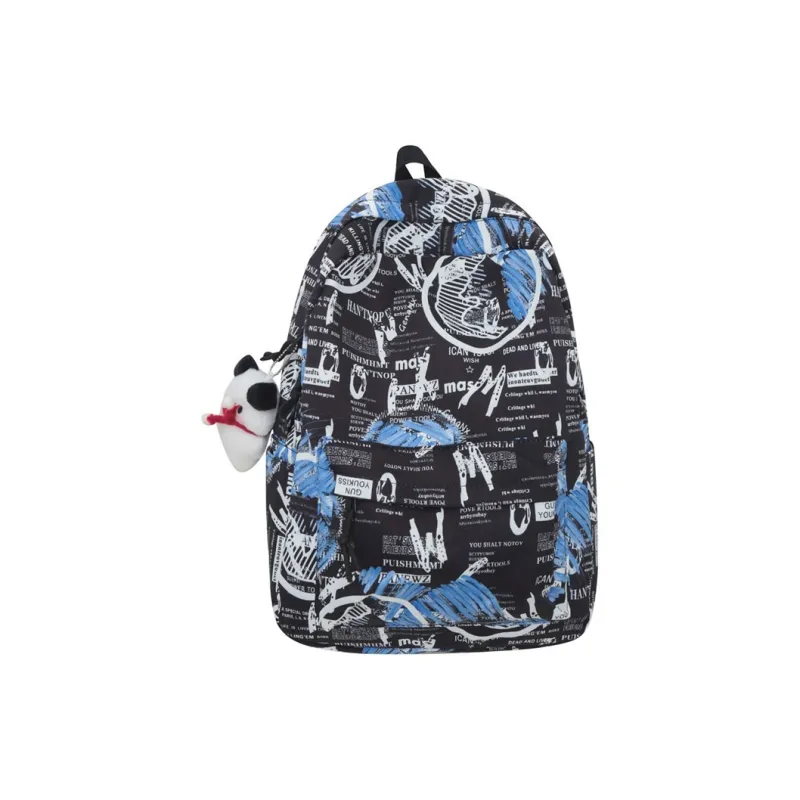 ResNonverba Nylon Backpacks Backpack Regular Unisex Black/White/Blue/Yellow-16