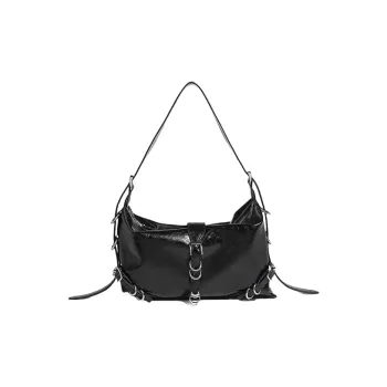 TTaG．baG PU Shoulder Bag Women's Black/Silver/Coffee