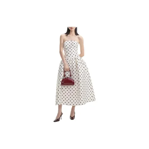 Self-portrait Sleeveless Dresses Women's White Polka Dots