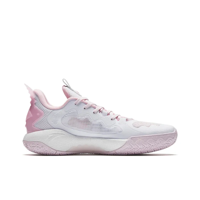 Anta Frenzy 5team V2 Cushioning Wear Resistant Low Top Basketball Shoes Men's White Pink-1