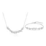 925 Sterling Silver Wisteria Flower Necklaces+Bracelets Set