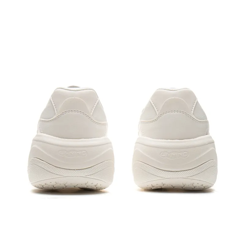 LiNing Honey Cushioned Wear Resistant Height Increasing Low Top Running Shoes Women's Mist White-5