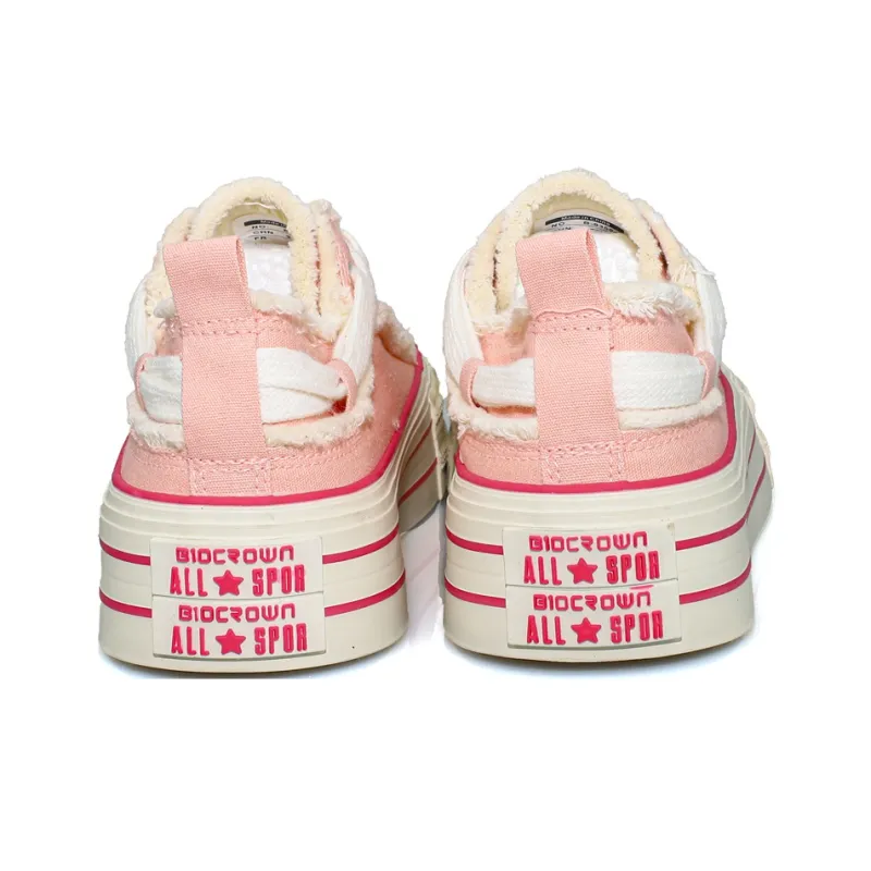 B10CROWN Anti Slip Wear Resistant Breathable Lightweight Low Top Canvas Shoes Women's Pink-5