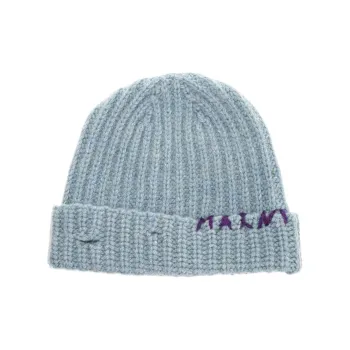 MARNI Logo embroidered Wool Beanie