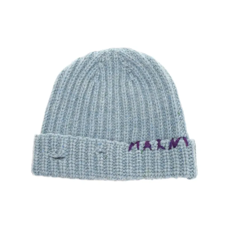 MARNI Logo embroidered Wool Beanie-0