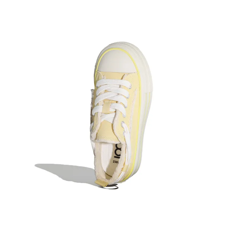B10CROWN Anti Slip Wear Resistant Breathable Lightweight Low Top Canvas Shoes Women's Mandarin Yellow-3