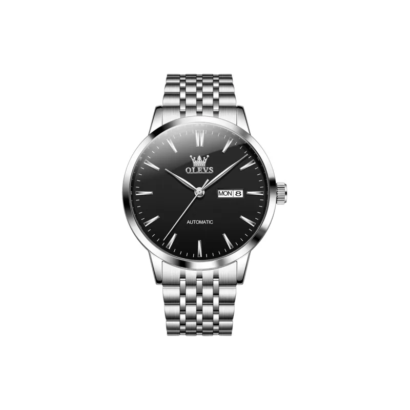OLEVS Gift Box Set Wrist Watch Mechanical Movement Stainless Steel Watchband Watch Men's Watches White Dial-5