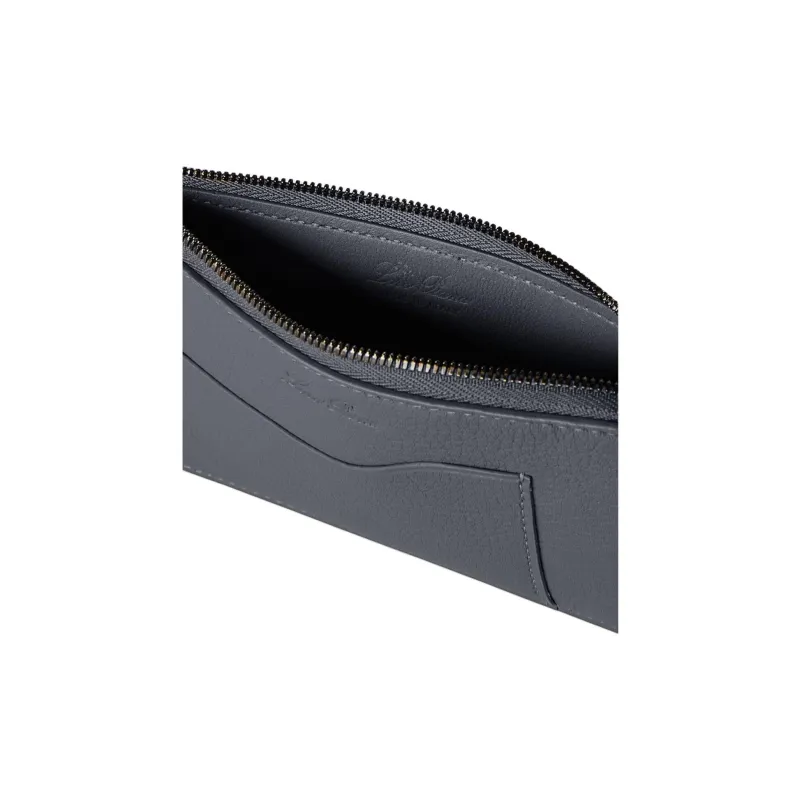 Loro Piana Cow Leather Card Holder Men's Marine Blue-3