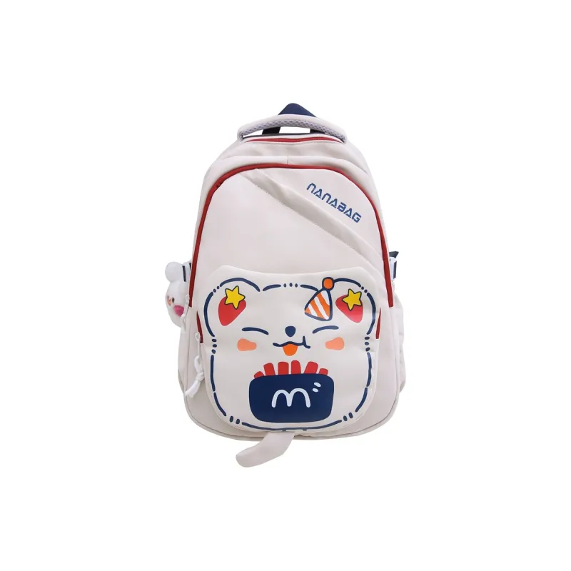 Rainbow Girl Nylon Backpack Black/White & Red/White & Green/Purple/Brown-1