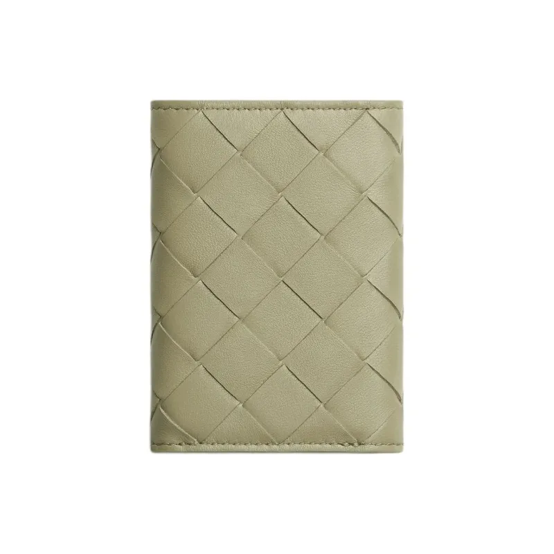 Bottega Veneta Intrecciato Lambskin Wallet Mini Women's Travertine & New Sauge-1