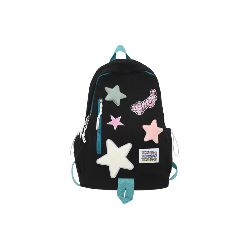 OURFUN Canvas Backpack Regular Unisex White/Black/Yellow/Blue/Pink-2