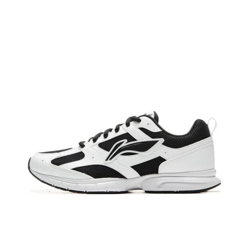 LiNing Cushioning Slip Resistant Abrasion Resistant Breathable Low Top Running Shoes Women's White Black-0
