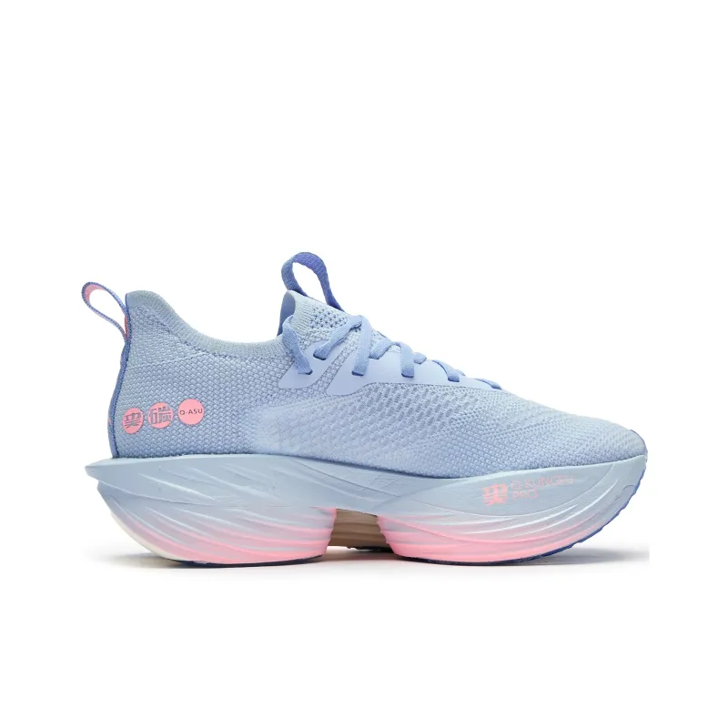 QIAODAN Flying Shadow PLAID 1.5 Running Shoes Women's Low Top Union Blue Honey Pink-2