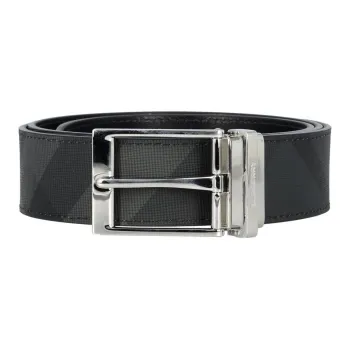 Burberry Logo Identification Thermoplastic Polyurethane Leather Belts Men's Black