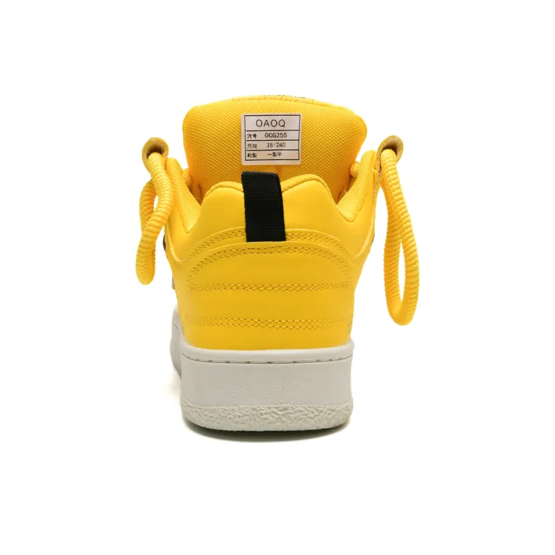 OAOQ Wear resistant And Lightweight Low Top Casual Shoes Unisex Yellow Black-7