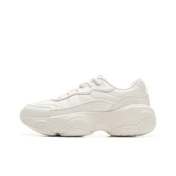LiNing Honey Cushioned Wear Resistant Height Increasing Low Top Running Shoes Women's Mist White