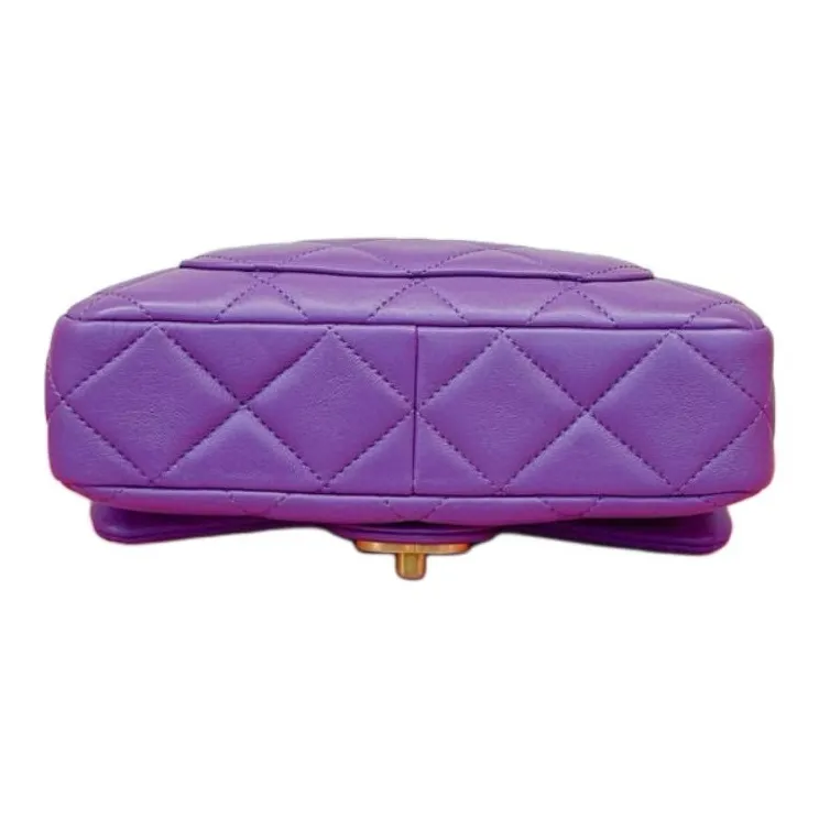 CHANEL 22P Sheepskin Crossbody Bag, Shoulder Bag Women's Purple-3