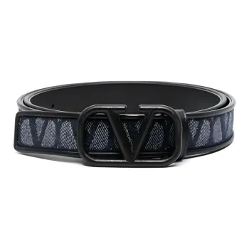Valentino Garavani Logo Leather Leather Belts Men's Blue