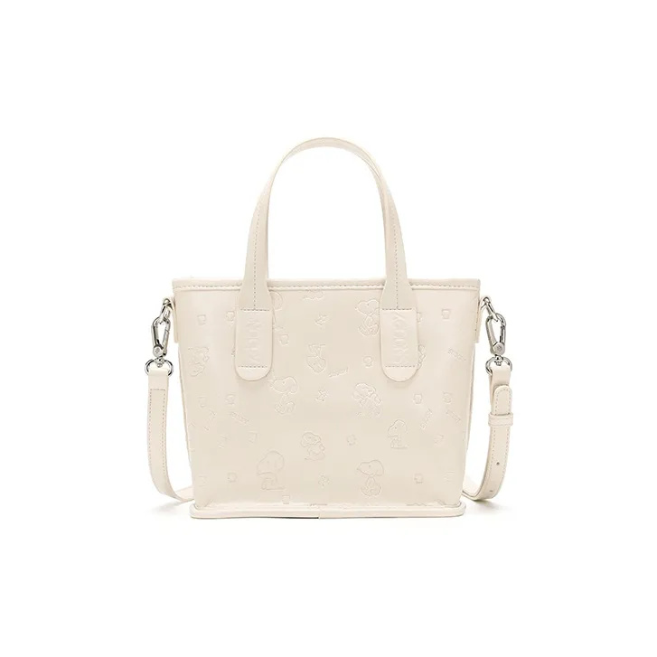 SNOOPY PU Tote Crossbody Handbag Regular Women's Ecru-3