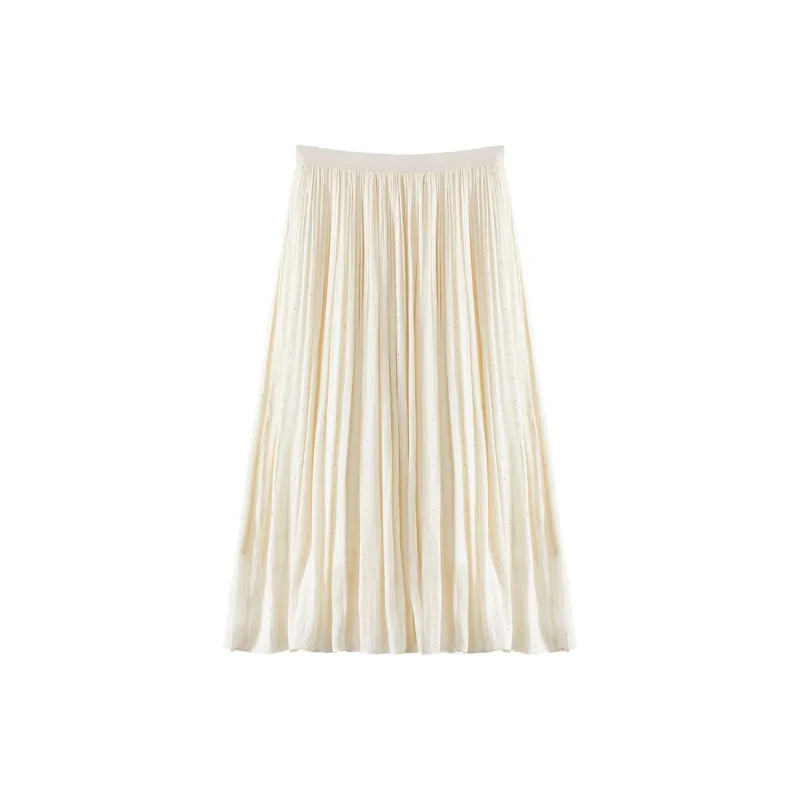 XIANGYING Casual Long Skirt Women's Beige-1