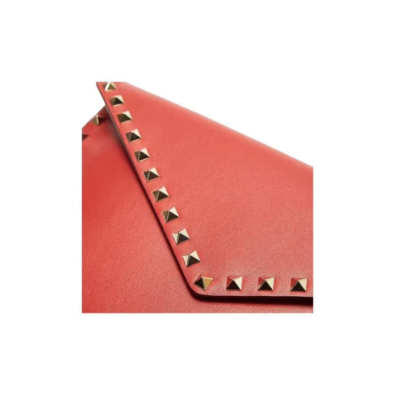 Valentino GARAVANIRockstud Calfskin Envelope Bag, Clutch Women's Red-3
