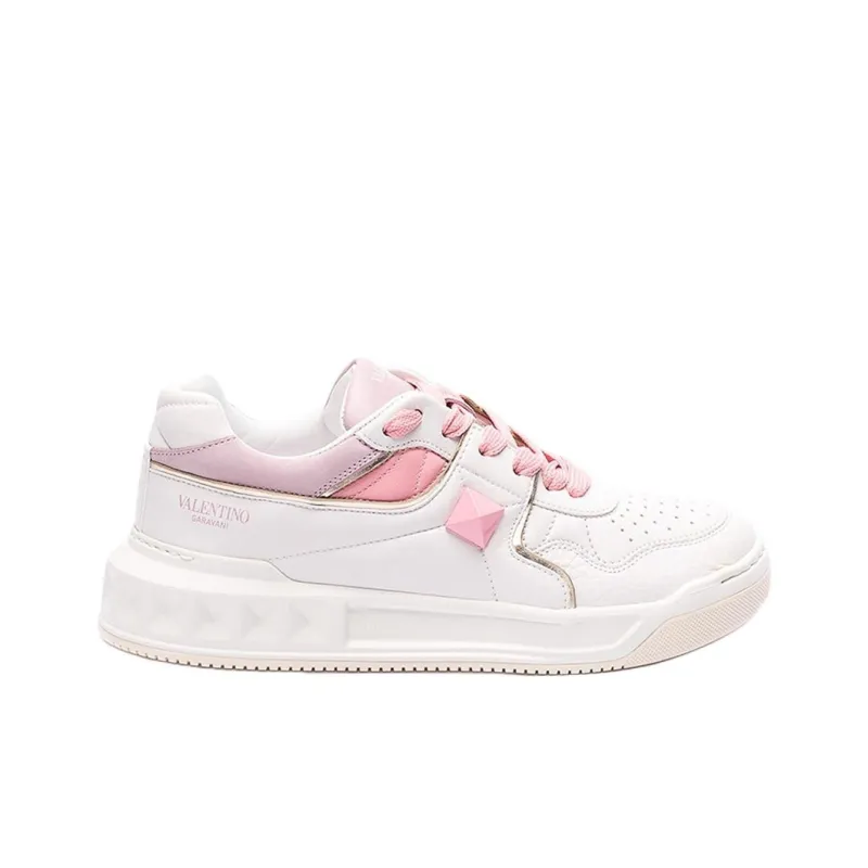 Valentino One Stud Low Top Skateboard Shoes Women's Pink-1