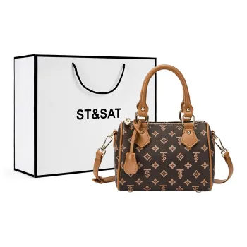 ST&SAT PVC One Shoulder Handbags Women's Apricot/Dark Coffee