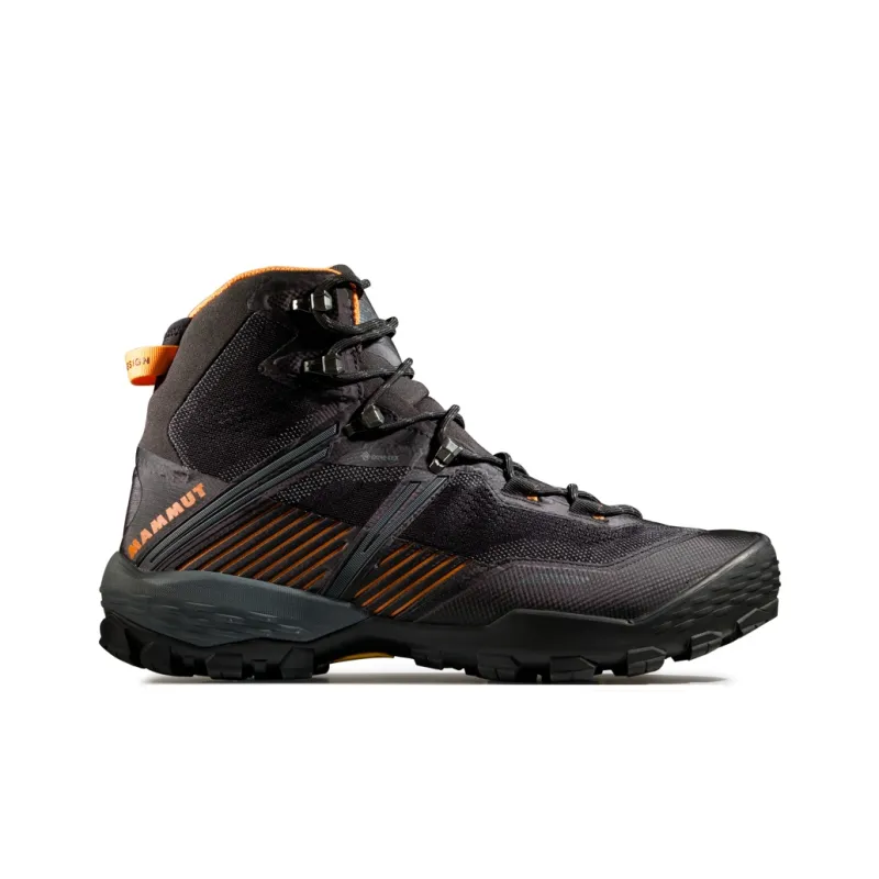 MAMMUT Ducan Shock Absorbers Slip Resistant Breathable High Top Hiking Shoes Men's Black Orange-1