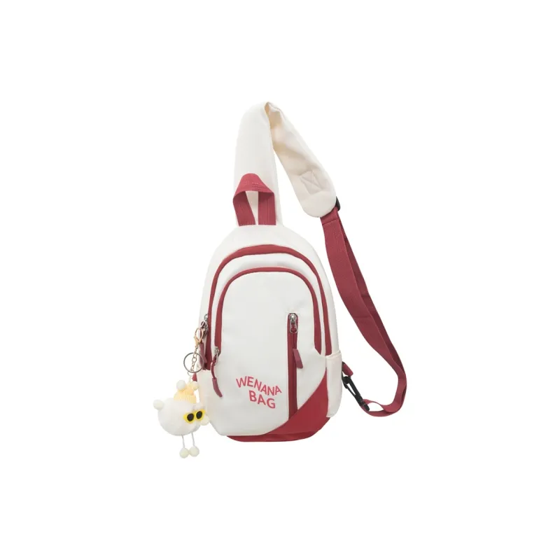 Rainbow Girl Nylon Sling Bag Regular Unisex Black/White Gray/Pink/Gray/White Red-13