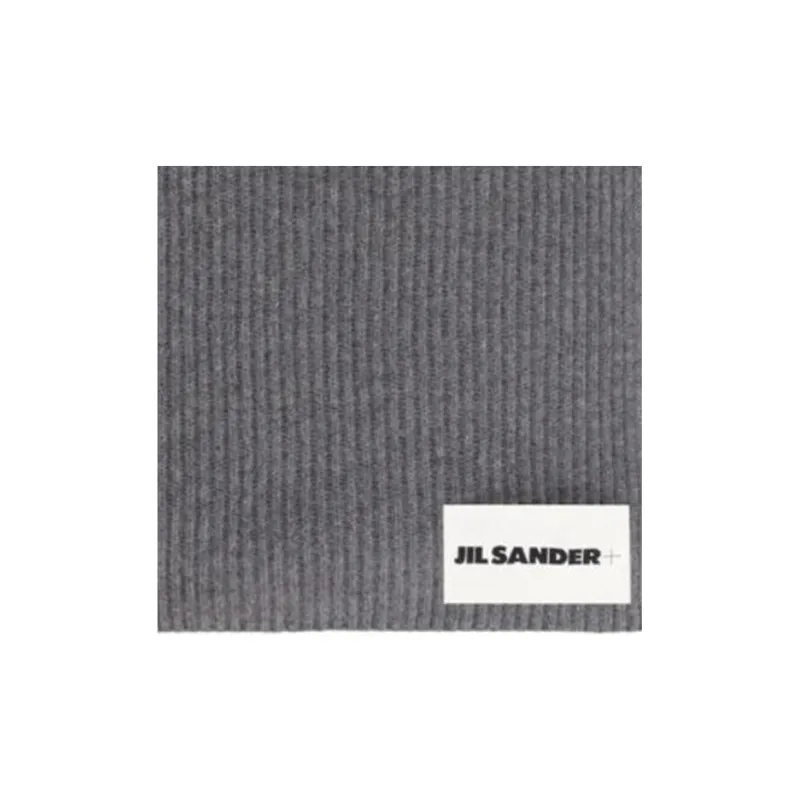 JIL SANDER + Logo Tag Knitted Scarf-2