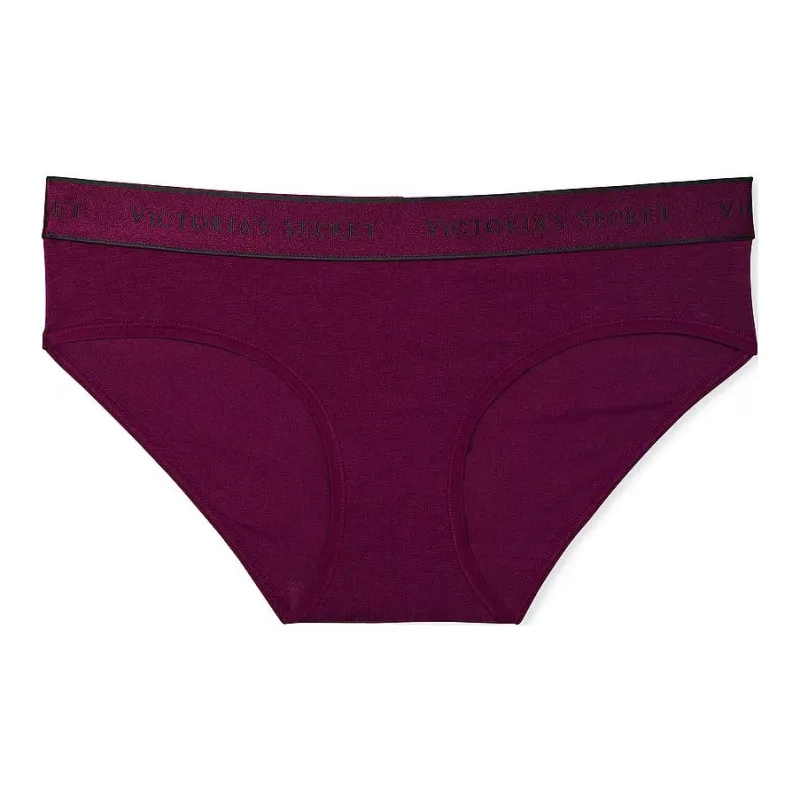 Victoria's Secret COTTON Logo Cotton Hiphugger Panty / Plum Rouge Underpants Women's 1 Pack Plum-0