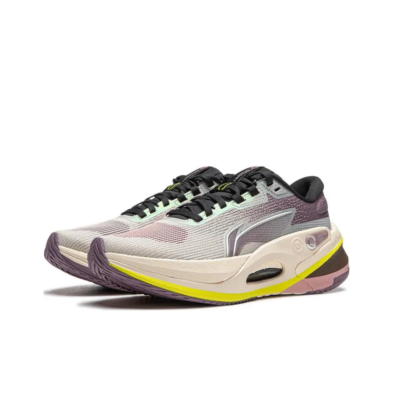 LINING Furious Rider 7.0 V2 Running Shoes Women's Low Top Rock White Gray/Frost Dusty Purple-2