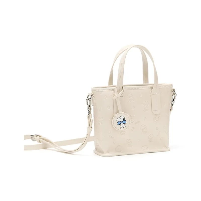 SNOOPY PU Tote Crossbody Handbag Regular Women's Ecru-1