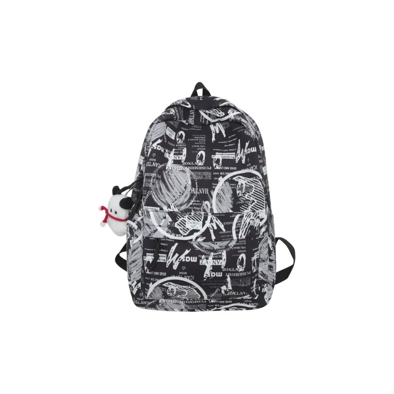 ResNonverba Nylon Backpacks Backpack Regular Unisex Black/White/Blue/Yellow-0