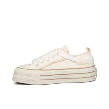 B10CROWN Anti Slip Wear Resistant Breathable Lightweight Low Top Canvas Shoes Women's Beige