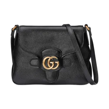 GUCCI Leather Messenger Bag Shoulder Bag Crossbody Bag Small Size Women's Black