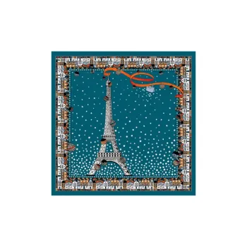 LONGCHAMP Organic Silk Cotton Silk Scarves Women's Turquoise