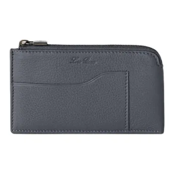 Loro Piana Cow Leather Card Holder Men's Marine Blue