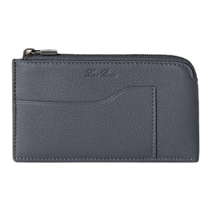 Loro Piana Cow Leather Card Holder Men's Marine Blue-0