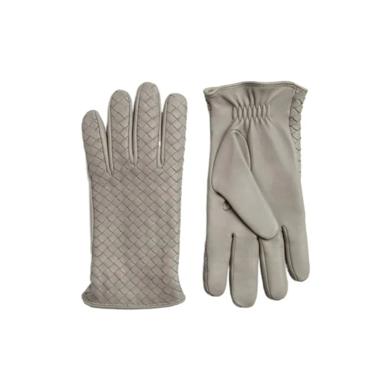 Bottega Veneta Lambskin Knit Gloves Men's Gray-0