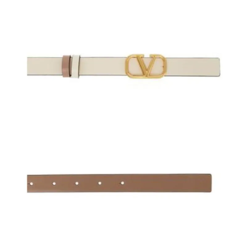 Valentino Emblem Logo Design Leather Belts Women's Beige  -1